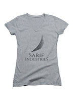 Gray Sarif Industries Juniors V-Neck T-Shirt