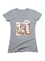 Gray Sassy Cat Juniors V-Neck T-Shirt