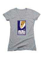 Gray Screaming Eagle Emblem Juniors V-Neck T-Shirt