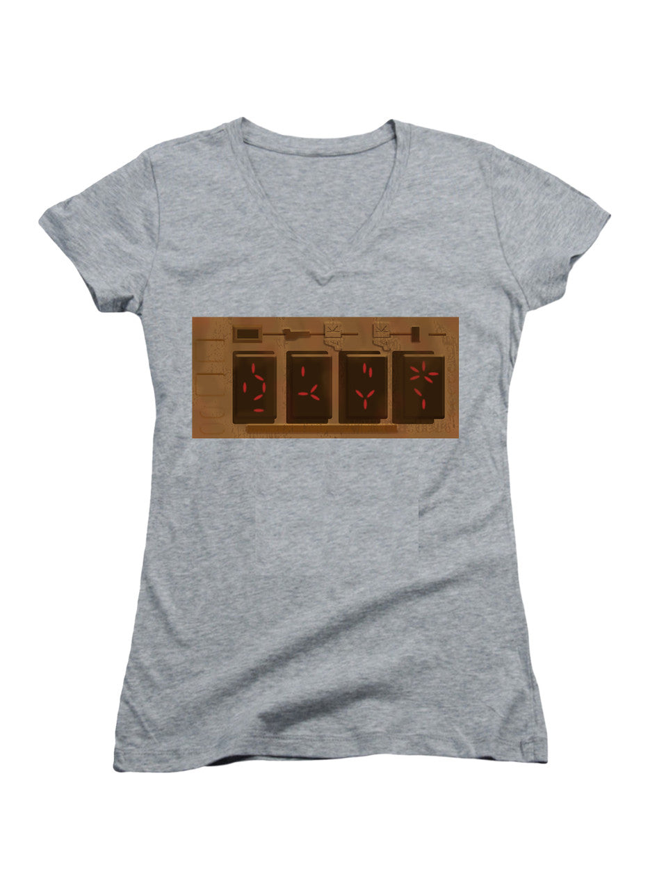 Gray Self Destruct Juniors V-Neck T-Shirt