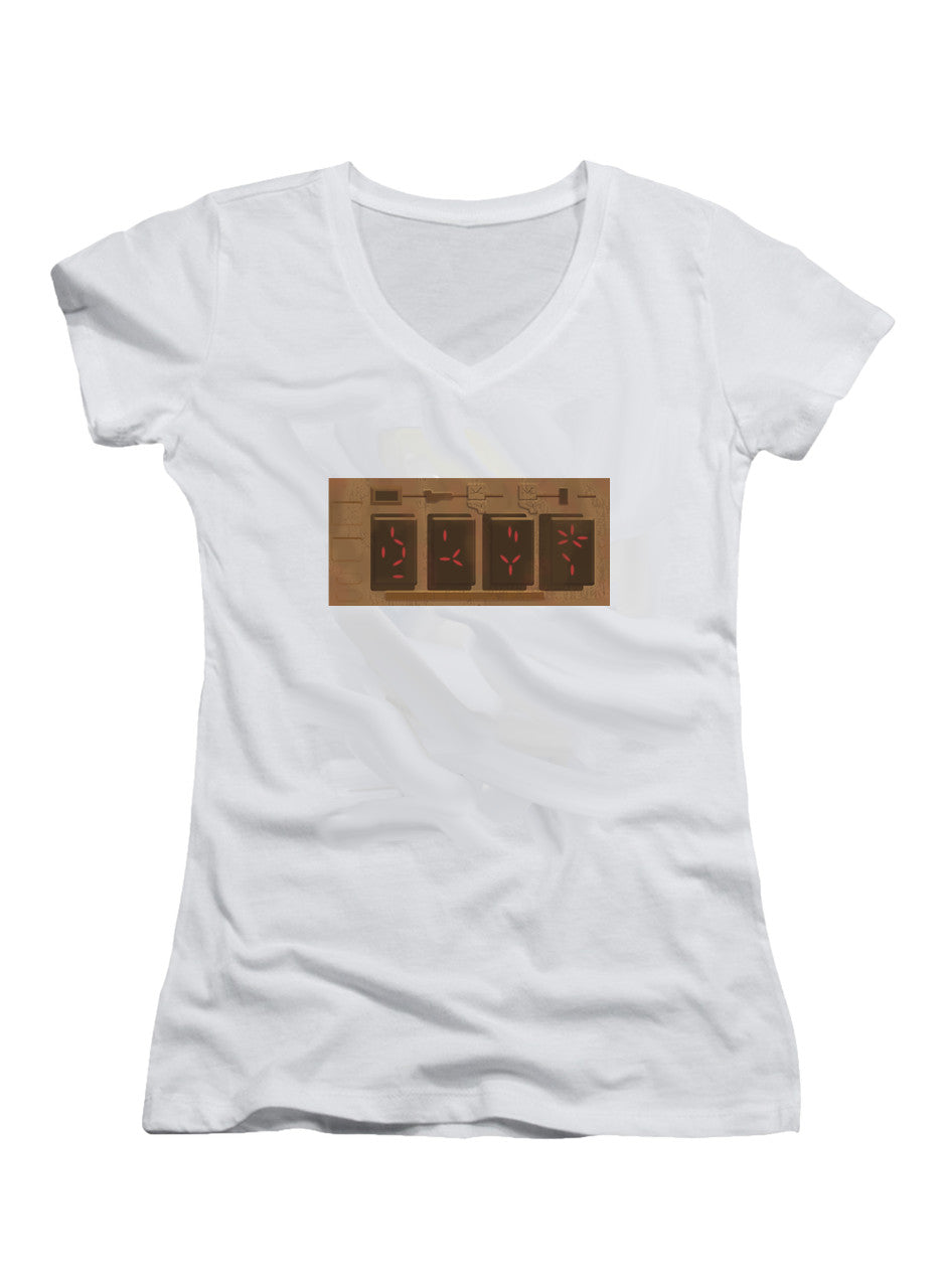 White Self Destruct Juniors V-Neck T-Shirt