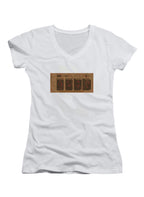 White Self Destruct Juniors V-Neck T-Shirt