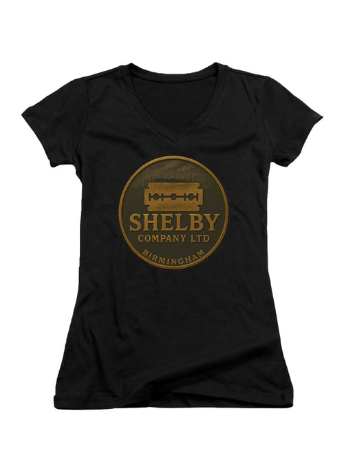 Black Shelby Company Emblem Juniors V-Neck T-Shirt