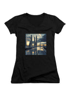 Black Shiny Future Juniors V-Neck T-Shirt