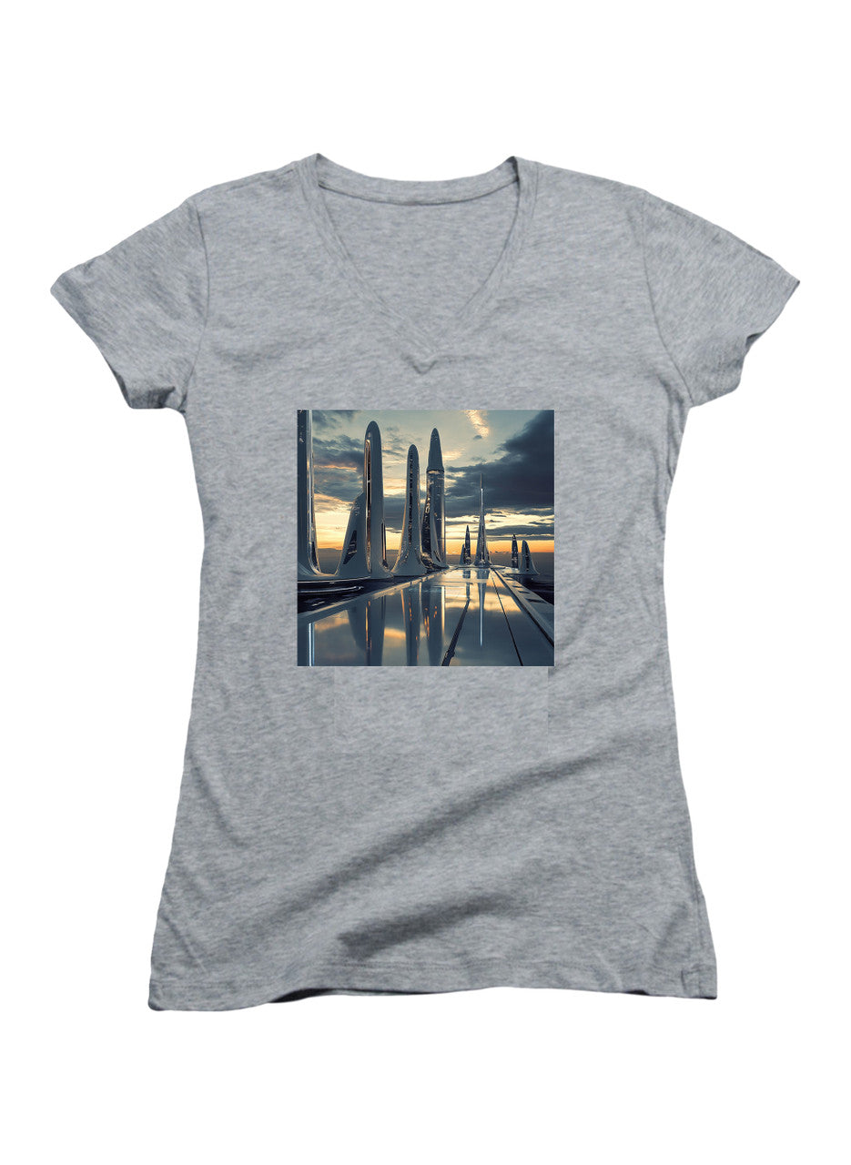 Gray Shiny Future Juniors V-Neck T-Shirt