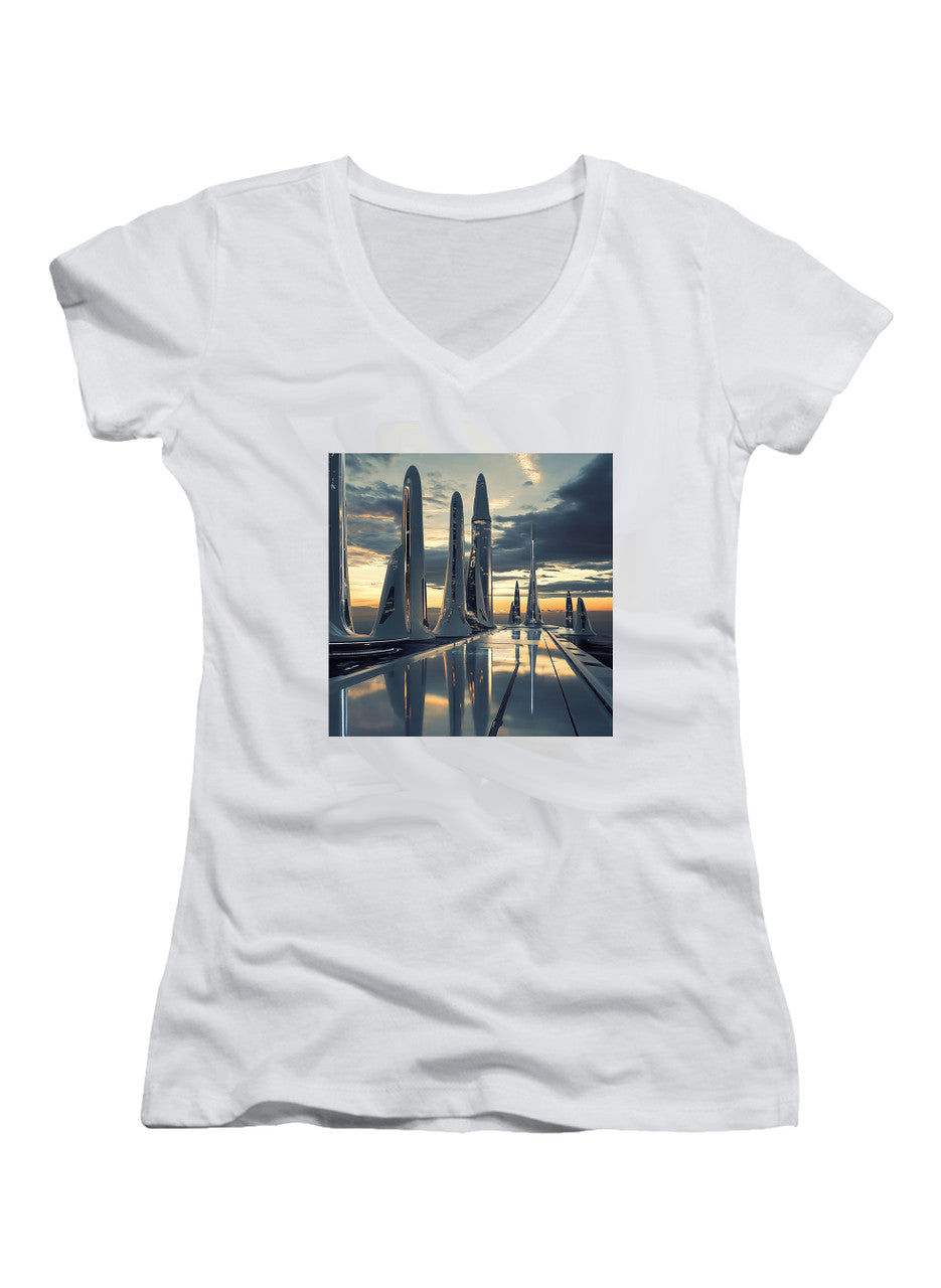 White Shiny Future Juniors V-Neck T-Shirt