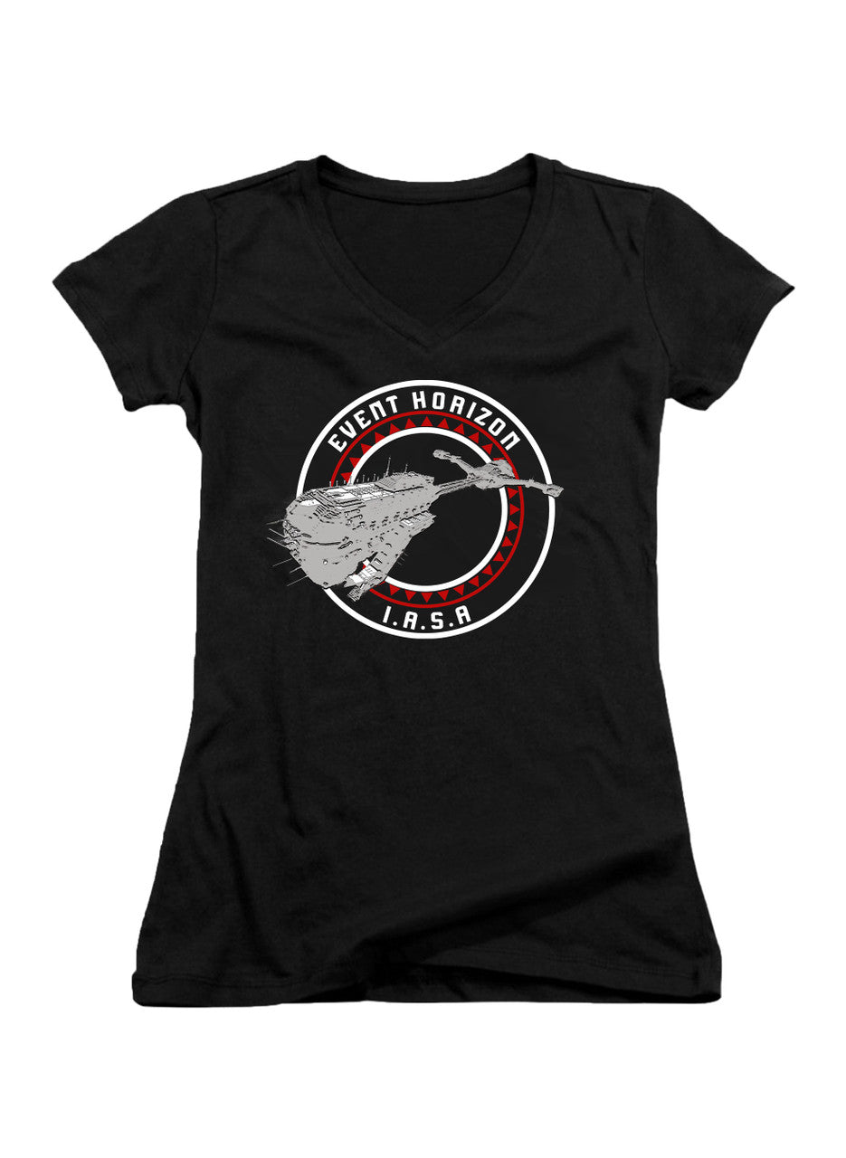 Black Ship Circle Logo Juniors V-Neck T-Shirt
