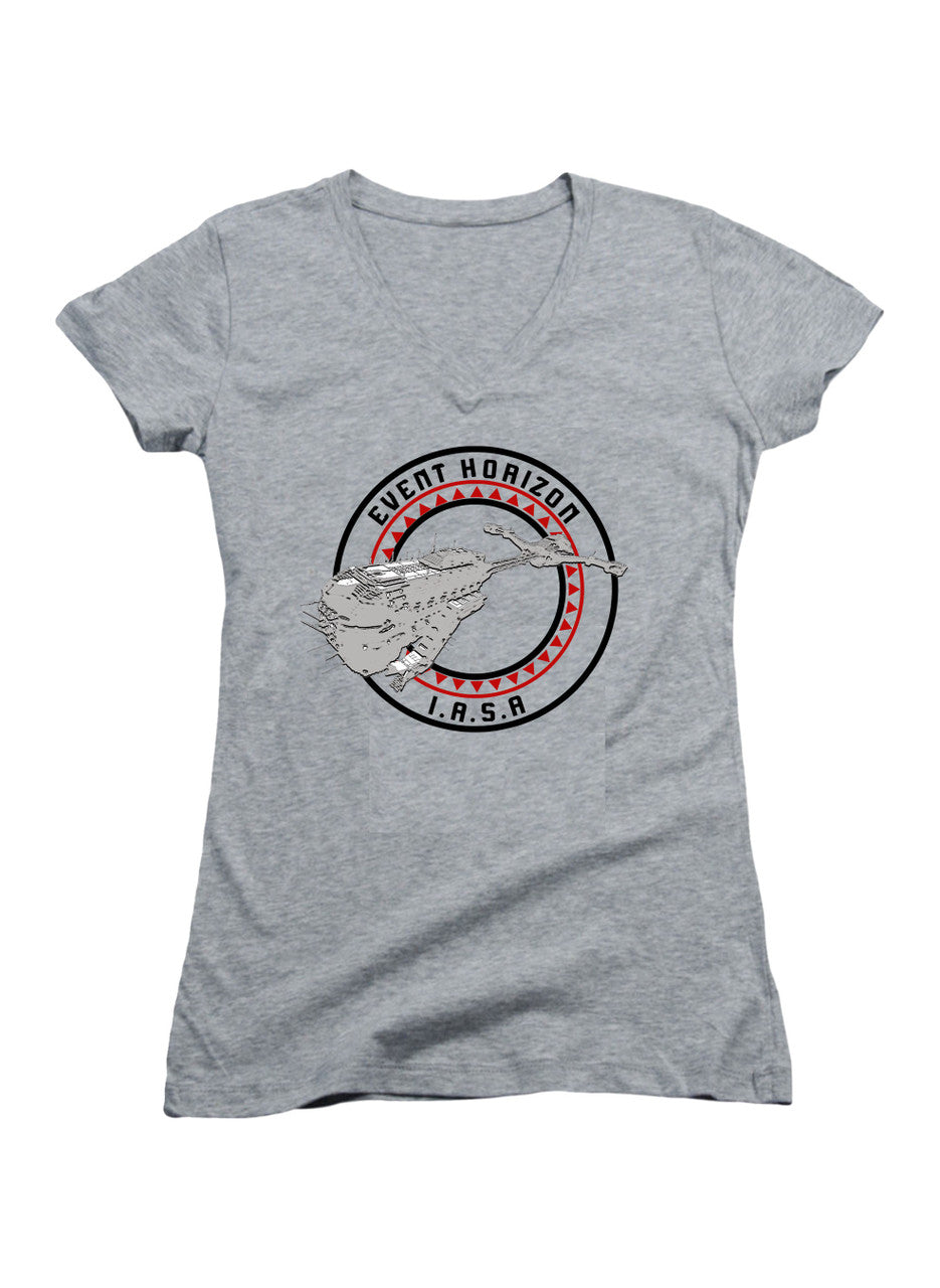 Gray Ship Circle Logo Juniors V-Neck T-Shirt