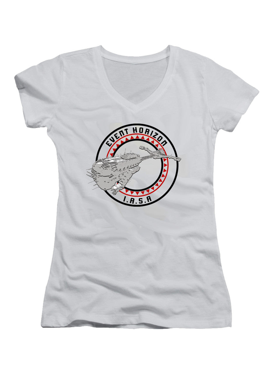 White Ship Circle Logo Juniors V-Neck T-Shirt