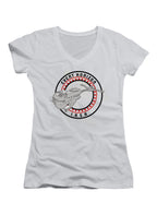 White Ship Circle Logo Juniors V-Neck T-Shirt
