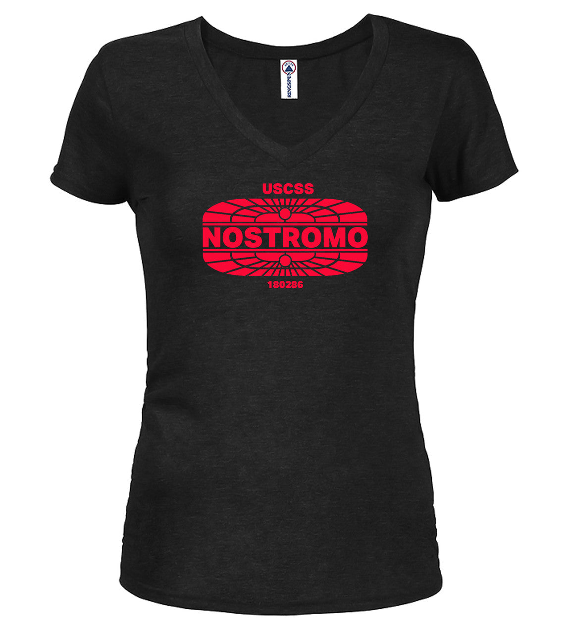 Black Ship Logo 2 Juniors V-Neck T-Shirt