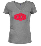 Gray Ship Logo 2 Juniors V-Neck T-Shirt