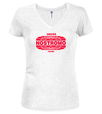 White Ship Logo 2 Juniors V-Neck T-Shirt