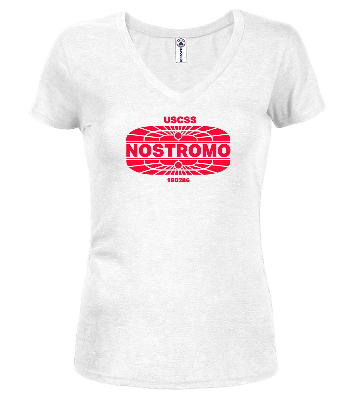 White Ship Logo 2 Juniors V-Neck T-Shirt
