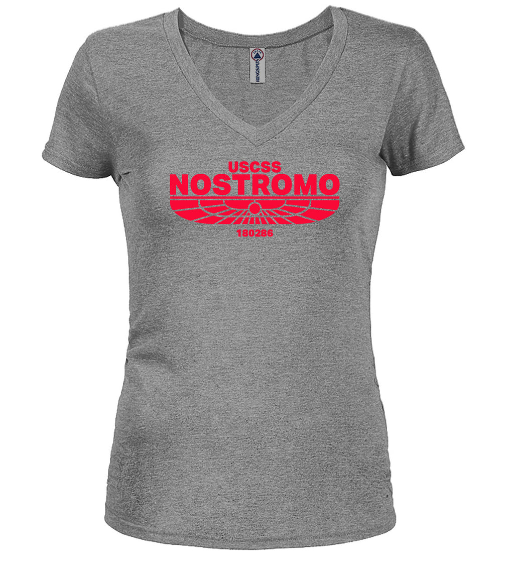 Gray Ship Logo Juniors V-Neck T-Shirt