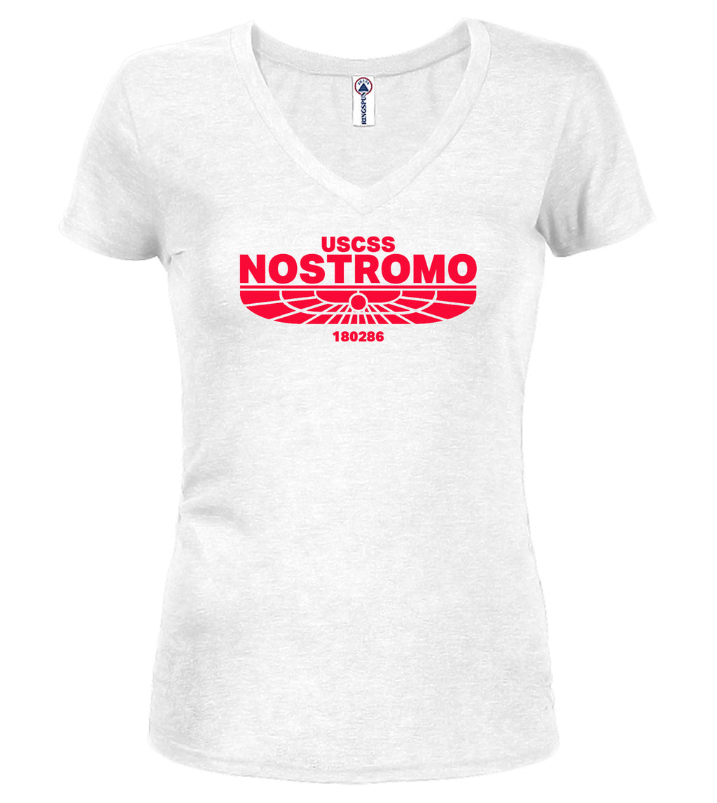 White Ship Logo Juniors V-Neck T-Shirt