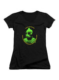 Black Sleestak 100% Scarier Juniors V-Neck T-Shirt