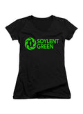 Black Soylent Green Logo Juniors V-Neck T-Shirt