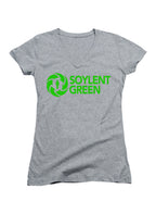 Gray Soylent Green Logo Juniors V-Neck T-Shirt