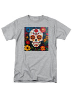 Gray Sugar Skull Flowers T-Shirt
