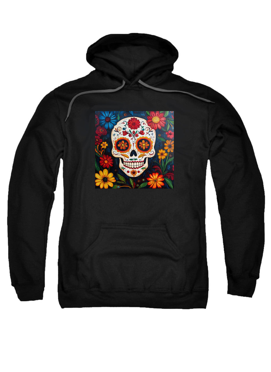 Black Sugar Skull Flowers Hoodie