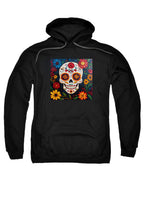 Black Sugar Skull Flowers Hoodie