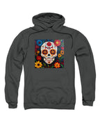 Charcoal Sugar Skull Flowers Hoodie