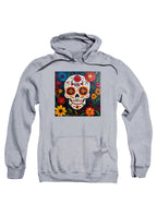 Gray Sugar Skull Flowers Hoodie
