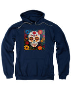 Navy Sugar Skull Flowers Hoodie