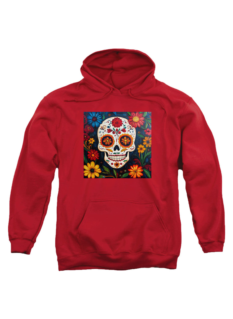 Red Sugar Skull Flowers Hoodie