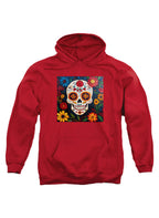 Red Sugar Skull Flowers Hoodie