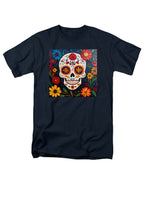 Navy Sugar Skull Flowers T-Shirt