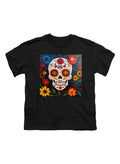 Black Sugar Skull Flowers Youth/Toddler T-Shirt