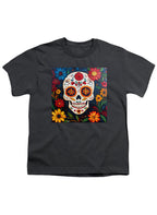 Charcoal Sugar Skull Flowers Youth/Toddler T-Shirt