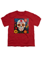 Red Sugar Skull Flowers Youth/Toddler T-Shirt
