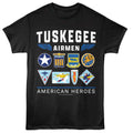 Black Tuskegee Airmen t-shirt featuring an American Heroes design