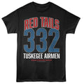 Black Tuskegee Airmen t-shirt featuring a Red Tails 332 design