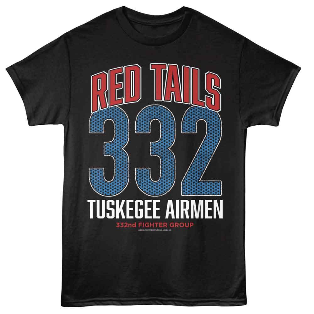 Black Tuskegee Airmen t-shirt featuring a Red Tails 332 design