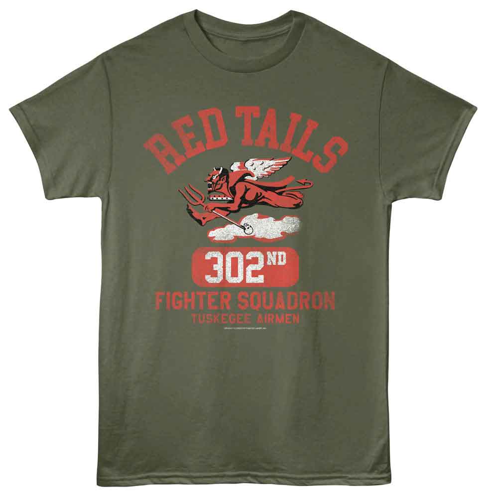 Military Green Tuskegee Airmen t-shirt featuring a 302nd Fighter Squadron design