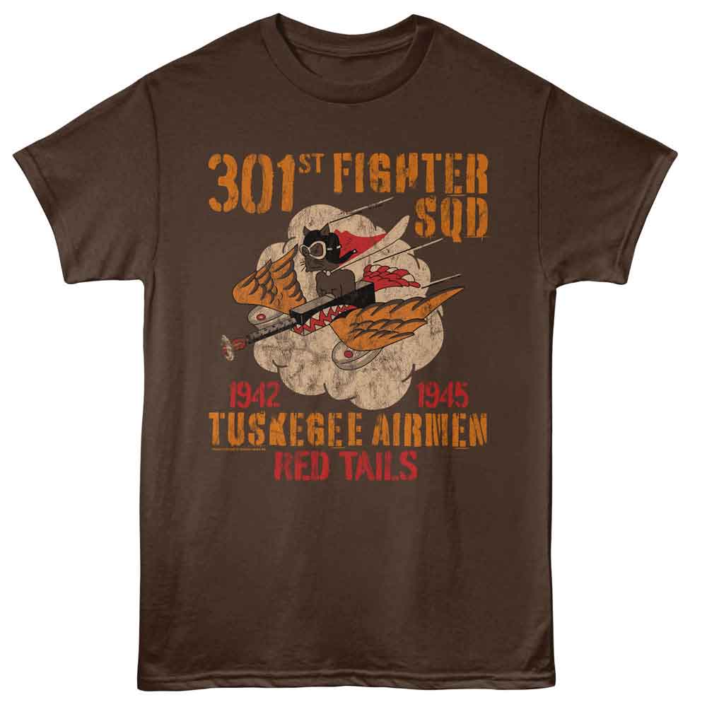 Dark Chocolate Tuskegee Airmen t-shirt featuring a 301st Fighter Squadron design