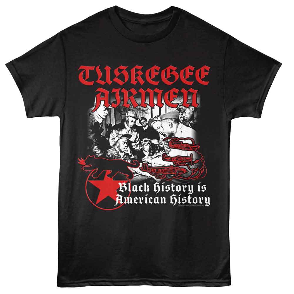 Black Tuskegee Airmen t-shirt featuring a Black History design