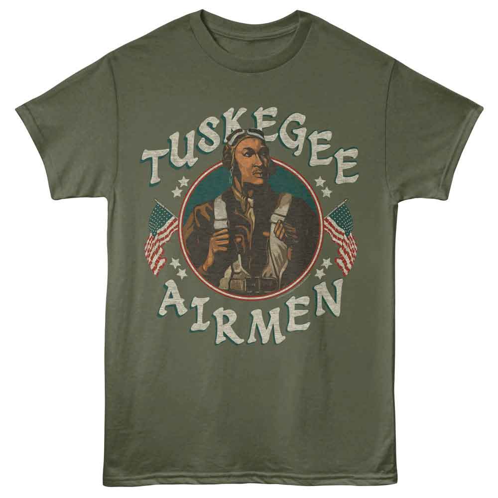 Military Green Tuskegee Airmen t-shirt featuring a Portrait Tribute design
