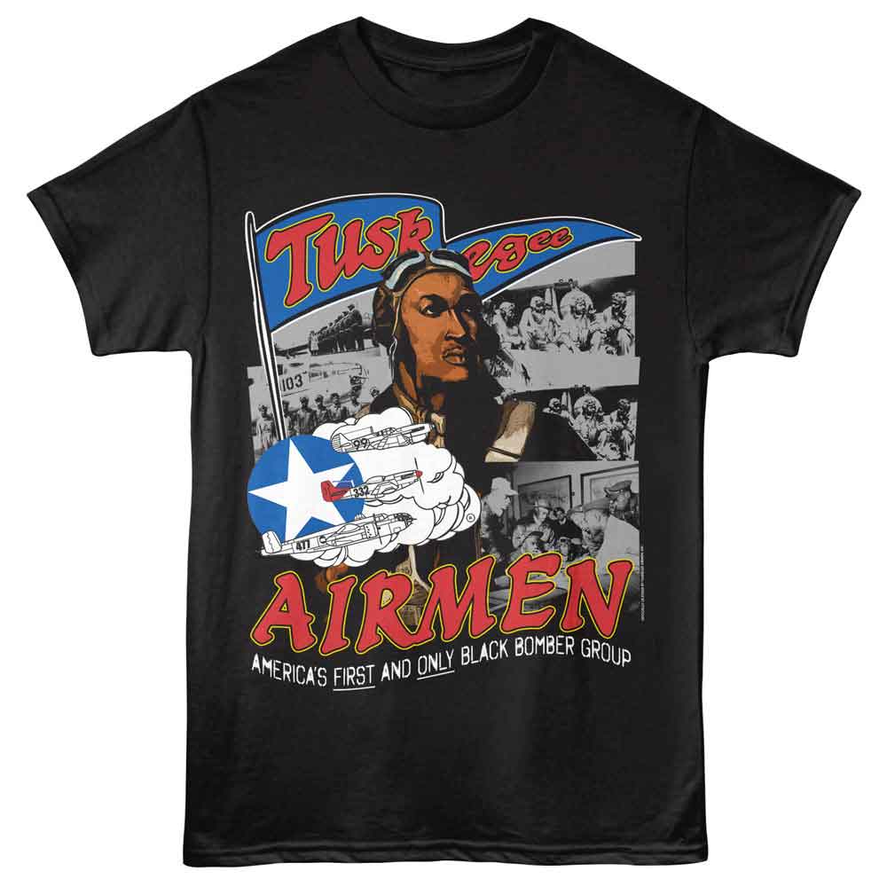 Black Tuskegee Airmen t-shirt featuring a Banner Collage design