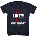 Navy Tommy Boy t-shirt featuring a Tommy Likey design