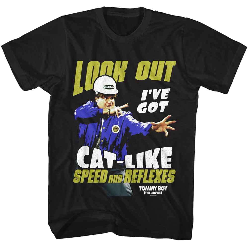 Black Tommy Boy t-shirt featuring a Cat Like design