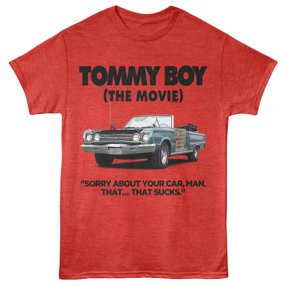 Red Heather Tommy Boy t-shirt featuring a That Sucks design