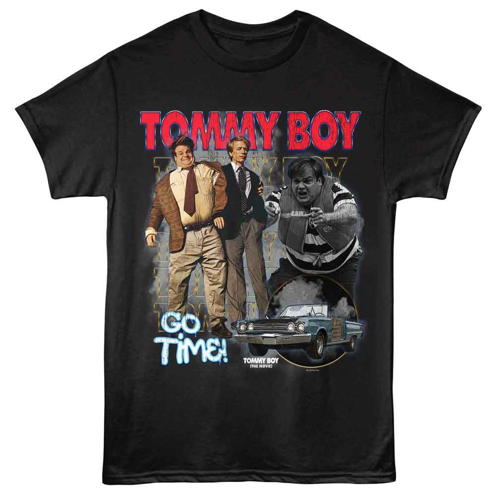 Black Tommy Boy t-shirt featuring a Go Time design
