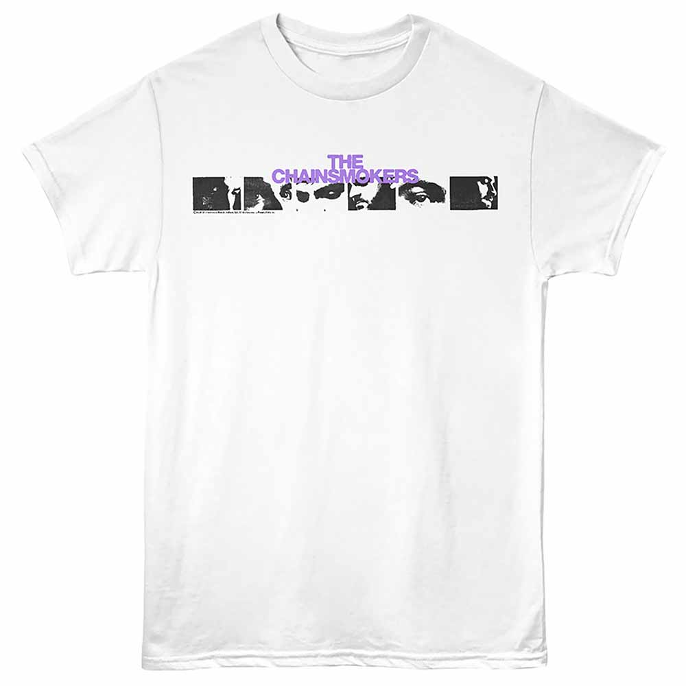 White The Chainsmokers t-shirt featuring a Photo Panels design