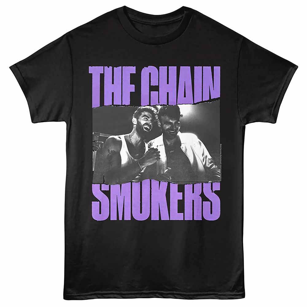 Black The Chainsmokers t-shirt featuring a Ripped Photo design