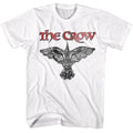 White The Crow t-shirt featuring a The Crow logo and crow design